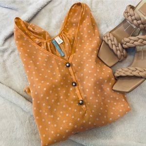 Moonlight Sheer Sherbet Polka Dot Dress Blouse Size Small
